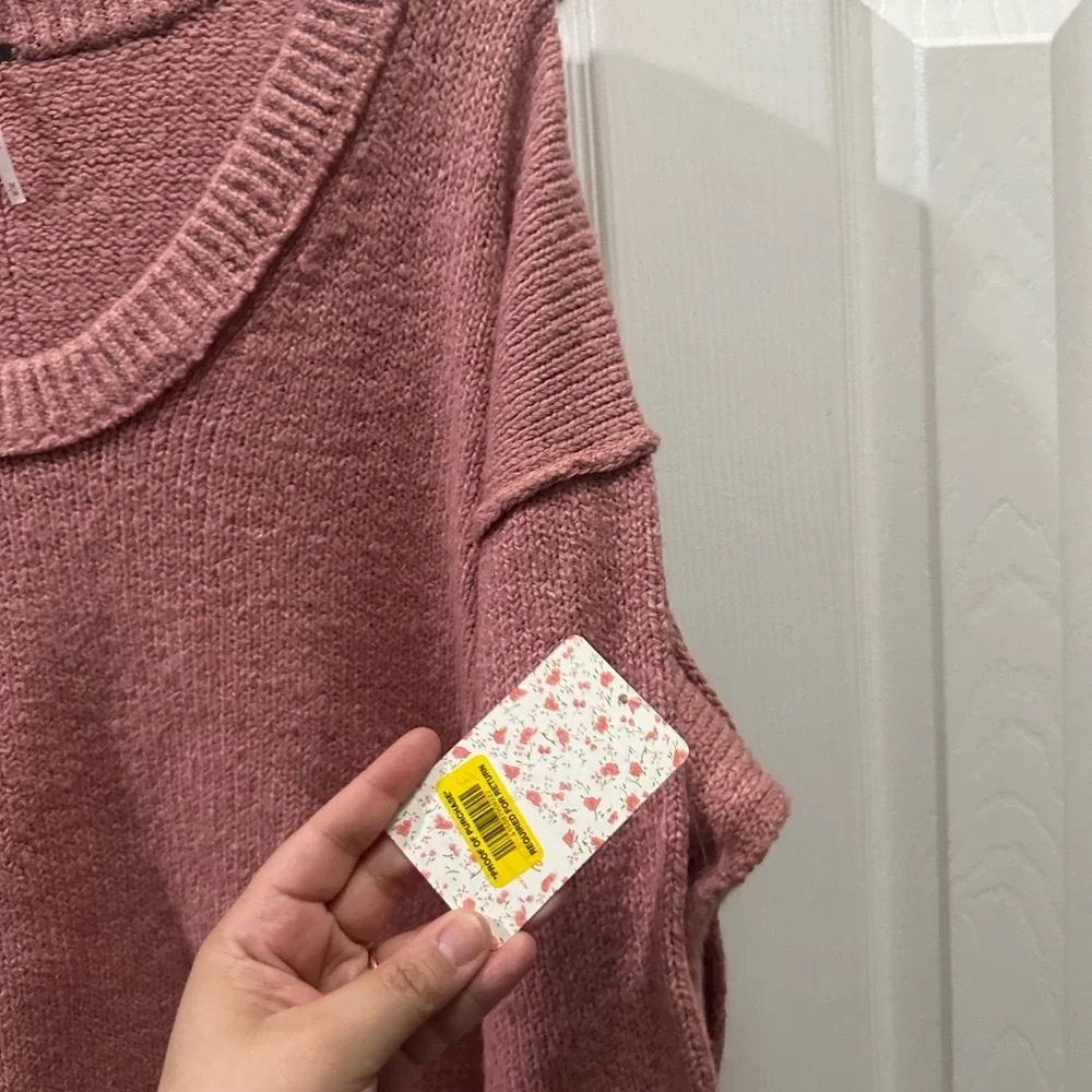 Free people brookside tunic scoop neck sweater NWT mauve rose size medium - Picture 5 of 5